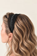 Cordeluta in mijloc Tulle cu sclipici, culoare negru 50, sclipici negru, pe cap